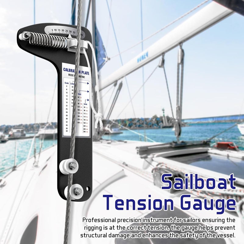 Touri Sailboat Rigging Tension Gauge, PT-1M Professional Tension Gauge - Accurate Rigging Tool for Optimal Sail Performance, Wire Rope Standing Rigging for 2.5, 3, and 4 milimeter Cable Diamete, 360kg - Image 2